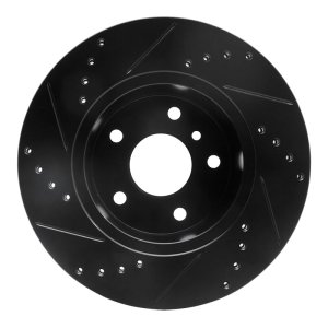 Land Rover Discovery Brake Rotor (1) - Front Right - R1 Concepts - Drilled & Slotted - Black - `99-`04